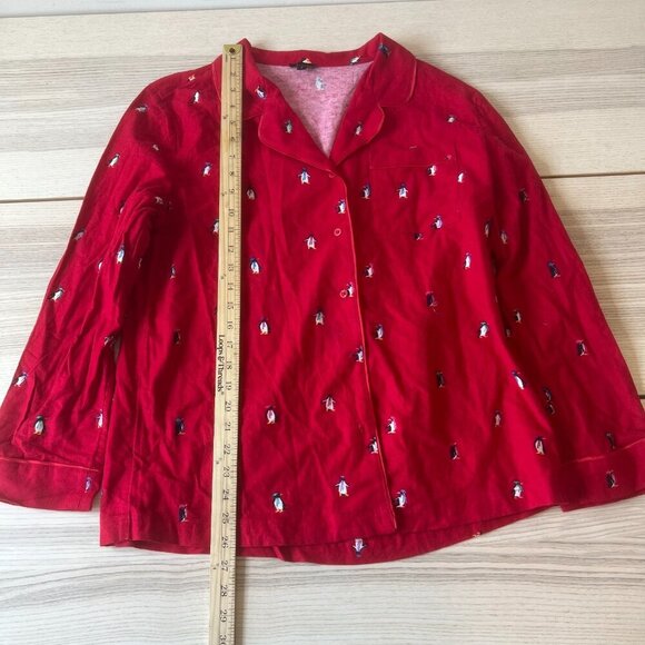 Talbots Red Quilted Jacket pajama penguins animal winter holiday coat Size M - Picture 2 of 10
